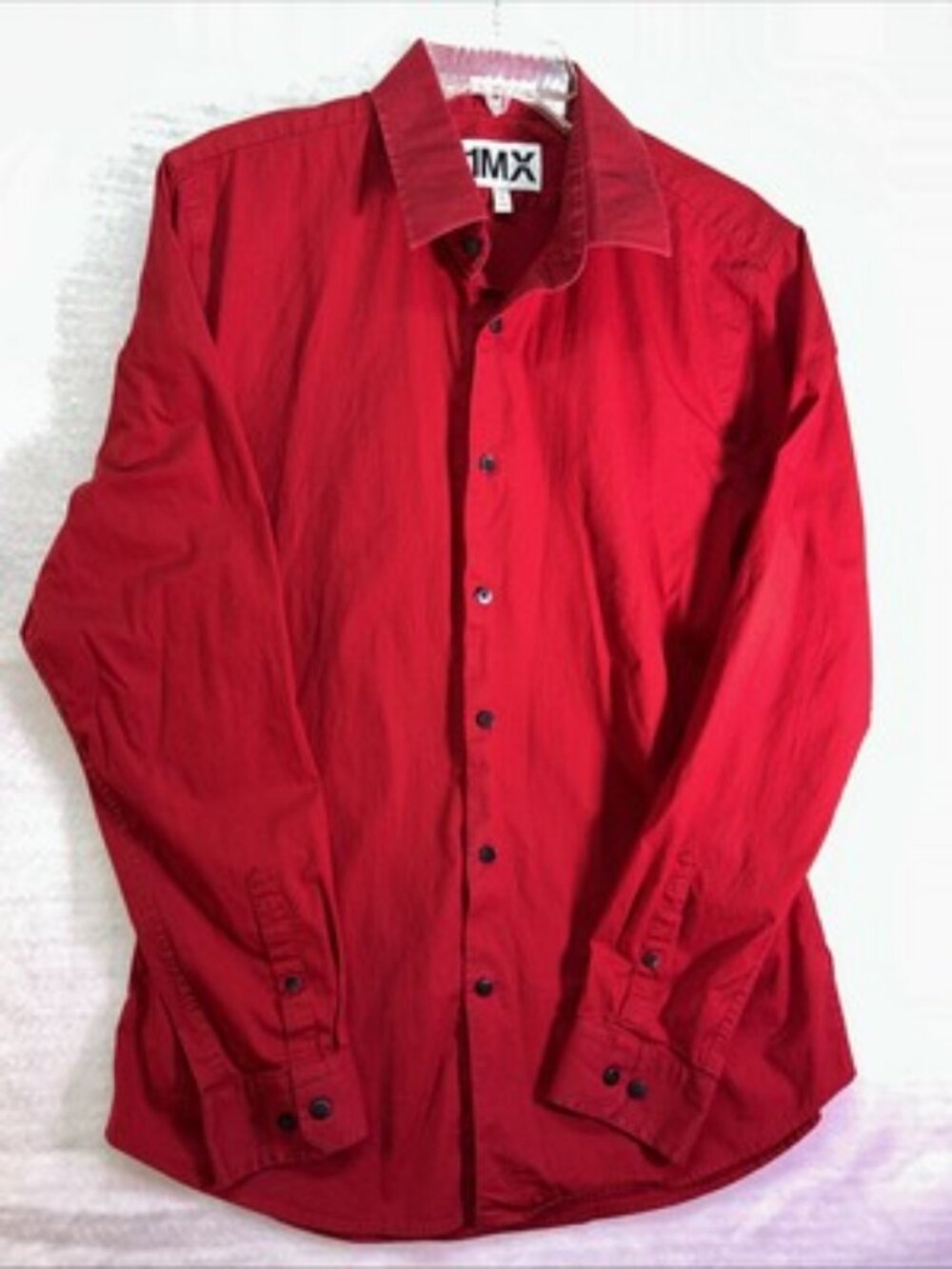 Express 1MX Dress Shirt Xtra Slim Fitted Stretch Red Long Sleeve Mens Sz Large